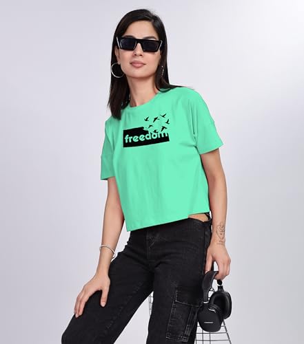 Image of SHODOX Women's 100% Cotton Regular Fit Printed Half Sleeve T Shirt Casual Summer Wear Soft Breathable Top Daily Comfort Style