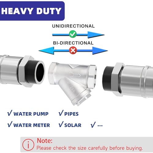 Image of Industrial Plumbing Y Strainers NPT Female 2-1 /2 inch, Heavy Duty 304 Stainless Steel Y-Strainer, Y-Shaped Filter Valve Connector with 80 Mesh Screen to Remove Excess Impurities for Water Oil Gas DN65