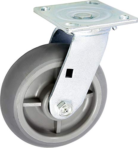 CasterHQ 6 X 2 INCH Stainless Swivel Caster - Thermo Plastic Rubber Wheel - 450 LBS Capacity - 6 inch x 2 inch Heavy Duty Industrial/Commercial 4 x 4-1/2 TOP Plate