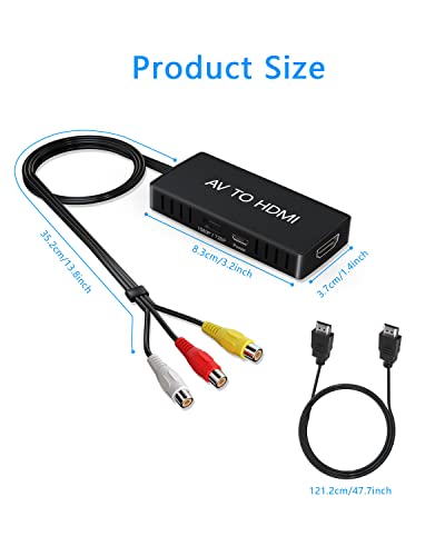 Image of VIXLW RCA to HDMI Converter, AV to HDMI Converter, 1080P Mini Composite to HDMI Adapter, Support PAL /NTSC for PC, Laptop, TV, WII, PS1, PS2, PS3, STB, VHS, VCR, Blue-Ray DVD Players