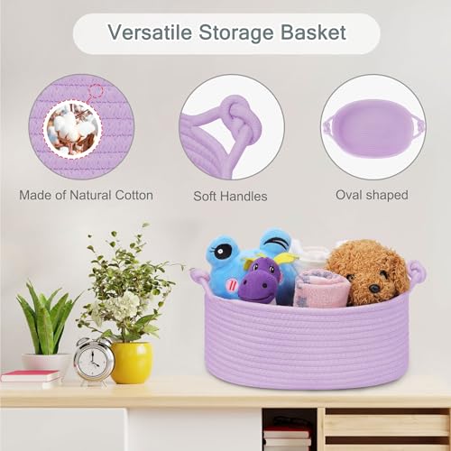 Image of COMSE Small Gift Basket Empty with Bag & Ribbons, Solid Purple