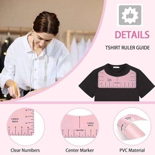 67 Pcs Sublimation Shirts Tool Kits for Vinyl Alignment,Heat Press Mat Pad Silicone,T-Shirt Rulers Guide and Teflon Sheet for Cricut Heat Press HTV Vinyl Center Designs,Craft Sewing Accessories - Image 4
