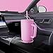 Meoky 40 oz Tumbler with Handle and Straw: Stainless Steel Insulated Tumbler with Lid and Straw - 100% Leak Proof Tumbler for Car Cup Holders - Travelers Commuters Workers, Pink