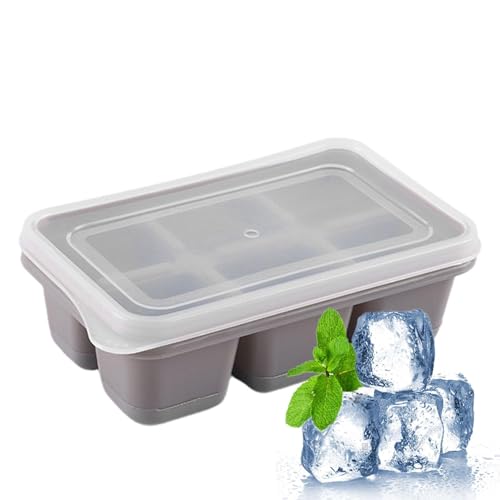 冷凍庫製アイストレー - 冷蔵庫用6グリッドスクエアアイストレー | 食品グレードの簡単リリース ウイスキー アイスブロックメーカー キッチンガジェット ホームスタジオパーティー キャンプ用