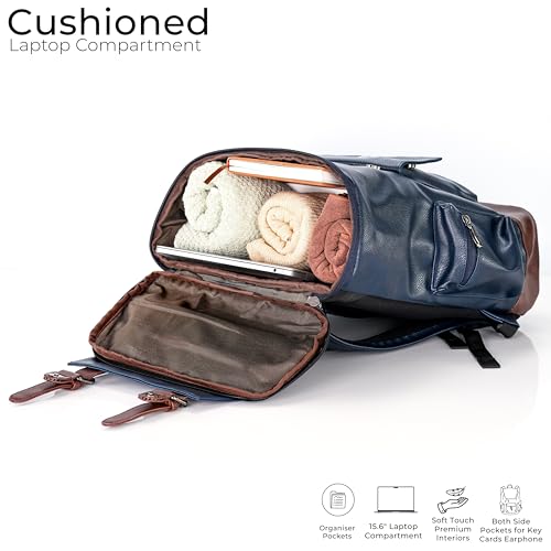 Image of LOGGIN 15.6 Inch Unisex Laptop Backpack for Men & Women | Premium Vegan Leather Water-Resistant Bag | Stylish Office, College & Travel Backpack with Anti Theft Design Multiple Pockets