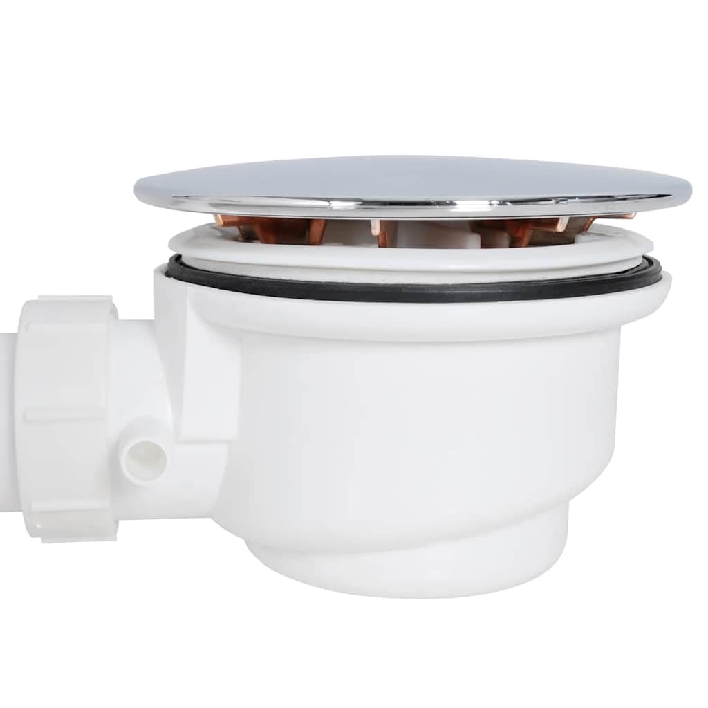 Desagüe de ducha cromado para desagüe de ducha, cúpula curvada, DN11,5 compatible con brazo de ducha y brazo de ducha, manguera ajustable de 44 a 93 cm para montaje en fontanería y baño