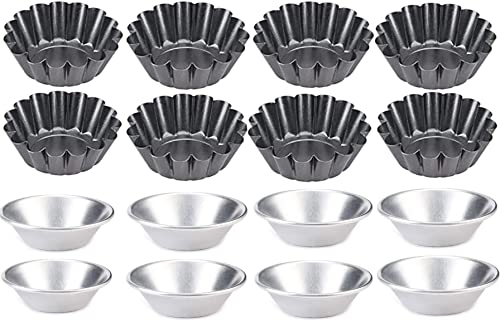 16 Piezas Molde de Tarta de Huevo, Molde de Pastel de Lata Cupcake Pudín Tartaleta Molde para Muffin Tazas de Pastel para Pudín, Horneado Sartén, Utensilios Hornear, Pastel Galletas Cover