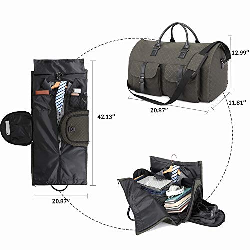 RUIMA Carry on Travel Duffel Garment Bags 2 in 1 Convertible Foldable Shoulder Strap Handing Waterproof Suit Luggage Carrier Oxford for Men- (Olive drab)