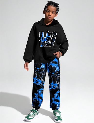 Boys Clothes Camo Boys Outfits Letter Printing Pullover Hoodie and Pants 2Pcs Winter Kids Clothes Boys for 7-14 Years3