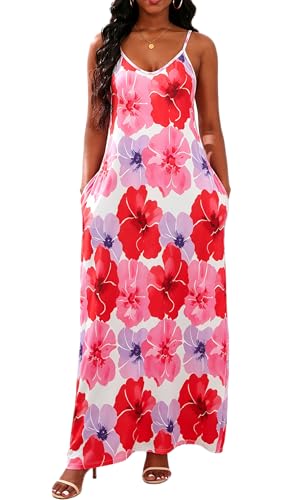 Image of vunahzma Womens Casual Fashion Sleeveless Plus Size Loose Long Sexy Maxi Dress with Pockets