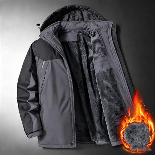 Ski Jacket Men Water Repellent Fleece Lined Snow Coat with Detachable Hood - image 4