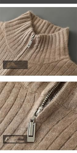 Men's Wool Blend Knit Cardigan Sweater Stand Collar Long Sleeve Solid Thick Fall Winter Outerwear4