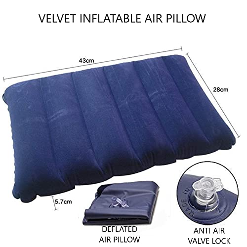 Image of SRZ Samrukzone Air Pillow Inflatable, Foldable, Soft Velvet Travel Pillow with Anti-air Lock Valve - 43 cm x 28 cm (Pack of 1) (Small)