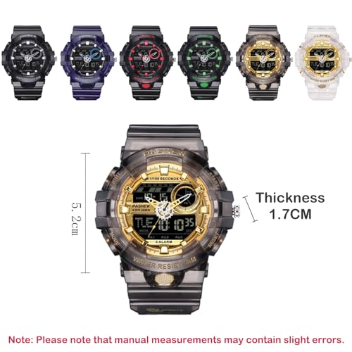 Image of PASNEW Boys' Watches - Dual Display, Large Dial Sport Watch, Black Outdoor Watch for Boys & Teens - Waterproof