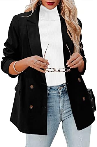 CRAZY GRID Womens Casual Blazer Jacket Long Sleeve Open Front Work Office Blazer Lapel Button Jacket