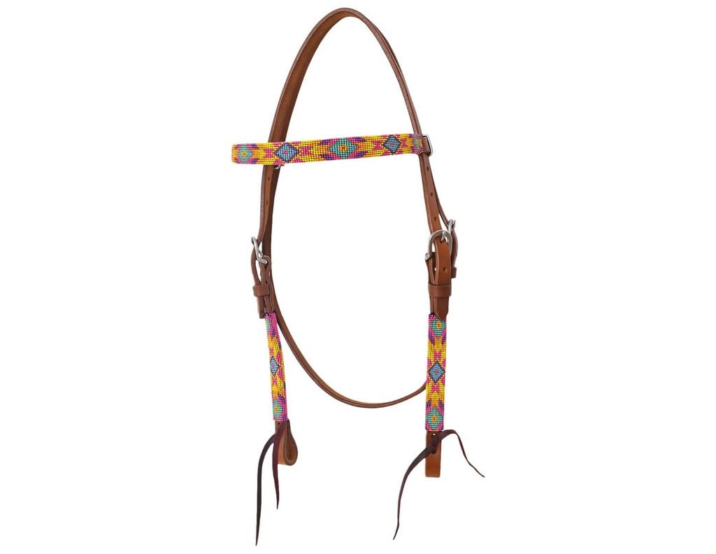 Reinsman Circle Y Infinity Beaded Bubblegum Browband Headstall, Brown