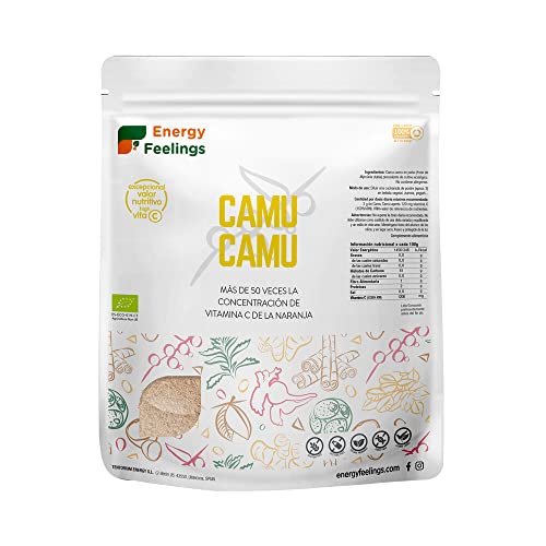 Energy Feelings Camu En Polvo Ecológico, Alta Concentración de Vitamina C Pura, Antioxidantes,...