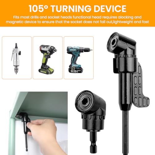 Image of Serplex 14-Piece Drill Bit Extension Kit With 90 & 105 Adapters, Angled Bits And Bendable Drill Bit Set, Flexible 11.6-Inch Extender, 10 High-Speed Steel Bits, For Tight Spaces & Versatile Repairs
