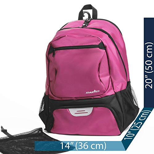 Athletico Premier Tennis Backpack - Tennis Bag Holds 2 Rackets In Padded Compartment | Separate Ventilated Shoe Compartment | Tennis Bags For Men Or Women (Pink) #TOP7