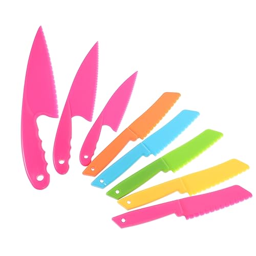 IWOWHERO Child-friendly Plastic Cutter 8pcs Multi-function Safety Knife for Boys and Girls Kindergarten Home Use