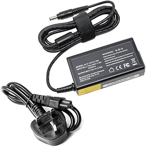 19V 3.16A Laptop Charger for Samsung RV510 RV511 RV515 RV520 R530 RC512 RV520 R730 SF310 SF311 SF410 Samsung Series 3 NP300E5C NP300E5C-A02US NP300E5C-A03US 60W Power Supply UK Cord Cable Cover