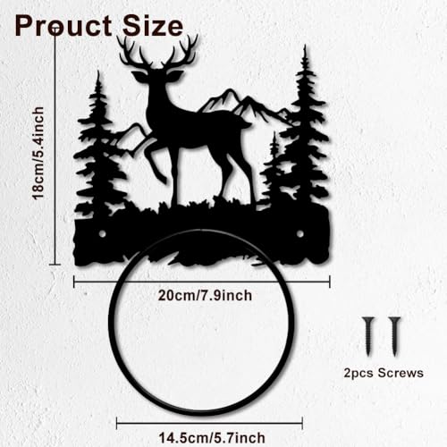Mayjoydiy HJEW-WH0089-009 Deer Metal Towel Ring Forest Animal Mountain Towel Holder Bath Towel Ring Wall Mounted Metal Towel Rack thumb #1