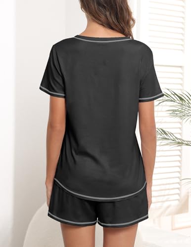 Ekouaer Women's Pajamas Sets Short Sleeve Lounge Sets Sleepwear Casual Two Piece Pjs With Pockets4