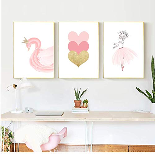 Affiche ballet rose cygne décoration murale chambre bébé fille poster toile 50x70cm
