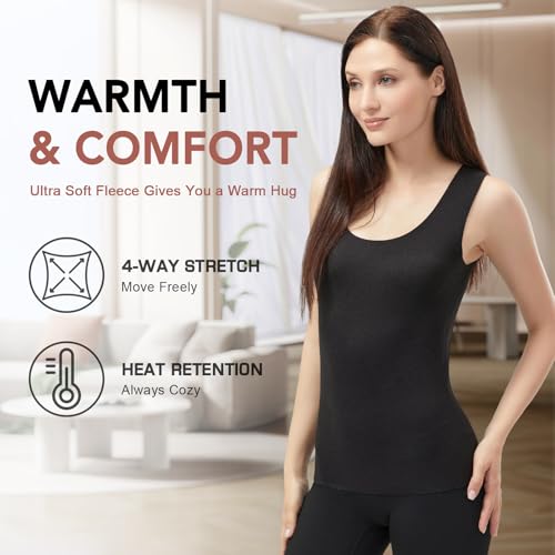 Women's Fleece Lined Thermals Underwear Tops Base Layer Tank Top Vest for Cold Weather 4,5Pairs3