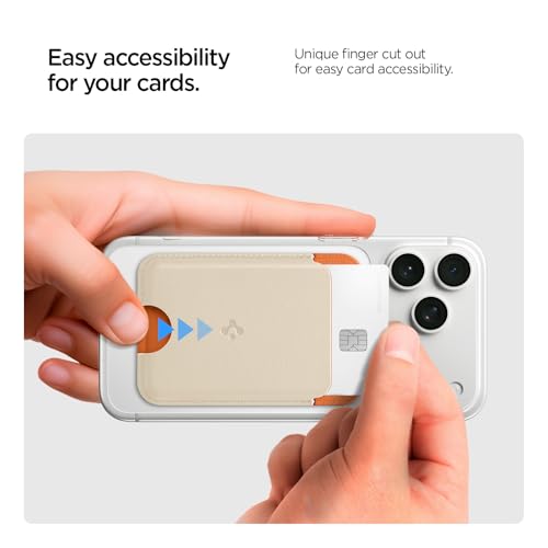 Image of Caseology by Spigen for MagSafe Wallet, Holds 2 Cards, NanoPop MagFit | For iPhone 17 /16 /15 /14 /13 /12, Pixel 10 Series, Magnetic Cases, Pixelsnap & More - Orange Beige