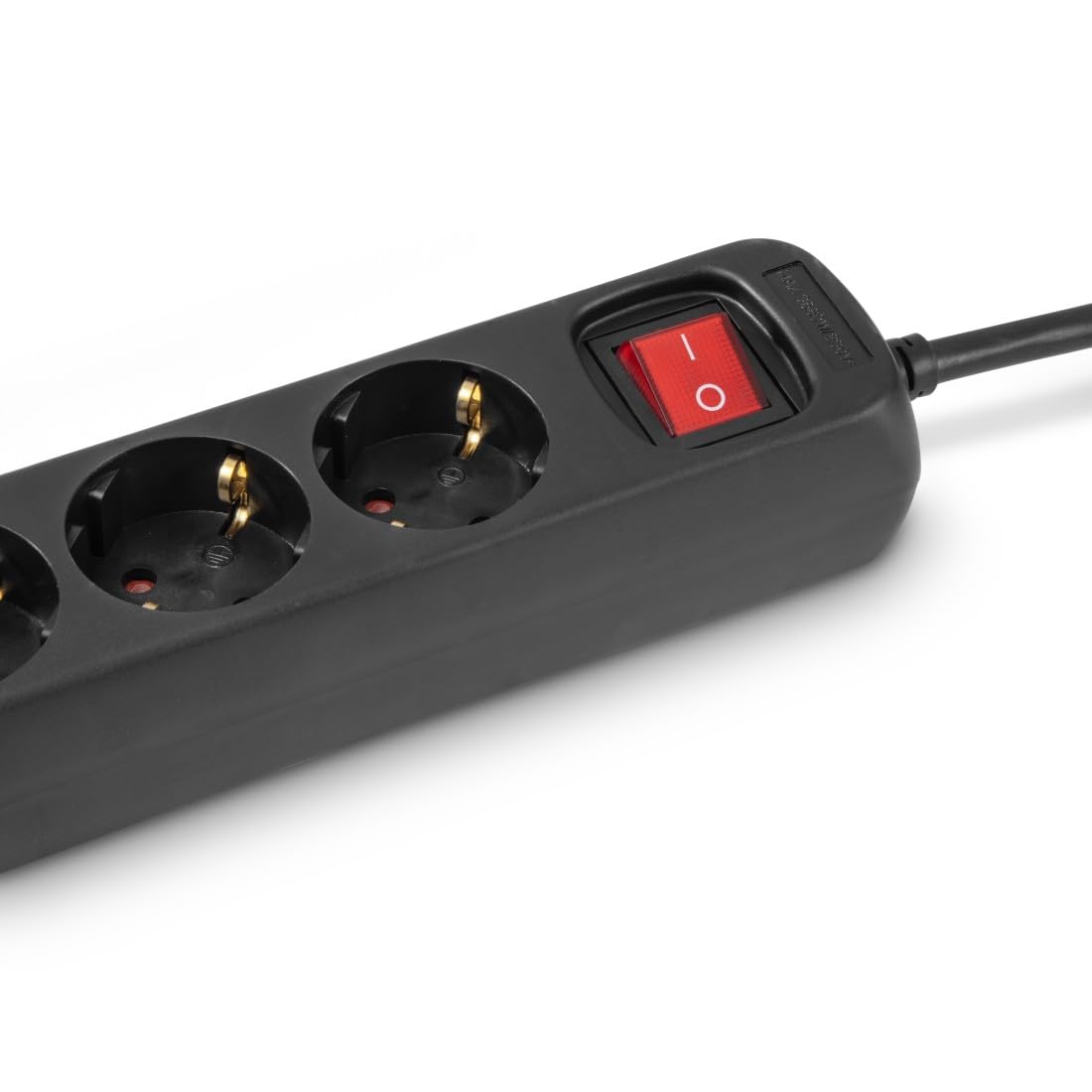 Hama | Regleta Negra de 6 Enchufes con Cable Extra Largo de 5m, Interruptor de Encendido, Base Múltiple con Seguridad Infantil, Tira de Enchufes para Montaje en Pared, 3680W - Negro (Paquete de 2)