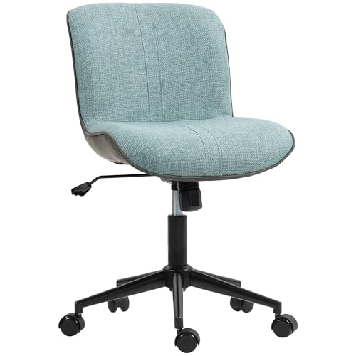 HOMCOM Silla de oficina silla giratoria, silla ergonómica sin reposabrazos, regulable en altura e inclinación, capacidad 120 kg, verde