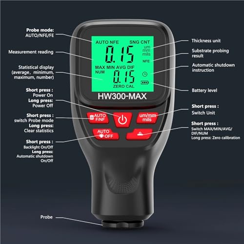 Medidor de espesor HW300-MAX para pintura automotriz miniatura 3