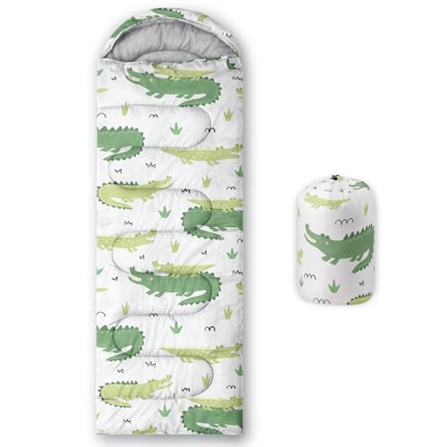 Axolotl Cartoon Crocodile Sleeping Bag for Kids Boys–Lightweight Warm Cold Weather Sleeping Bags,Waterproof Portable Sleeping Bag for Backpacking Outdoor Indoor 3-4 Seasons,Camping Sleeping Bags