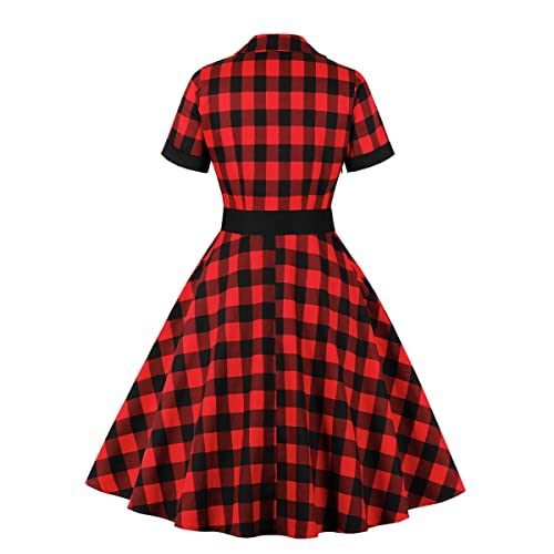 Image of Women 1950s Vintage Short Sleeve Peter Pan Collar Retro Swing A Line Midi Summer Dress Cocktail Party Evening Prom Gown