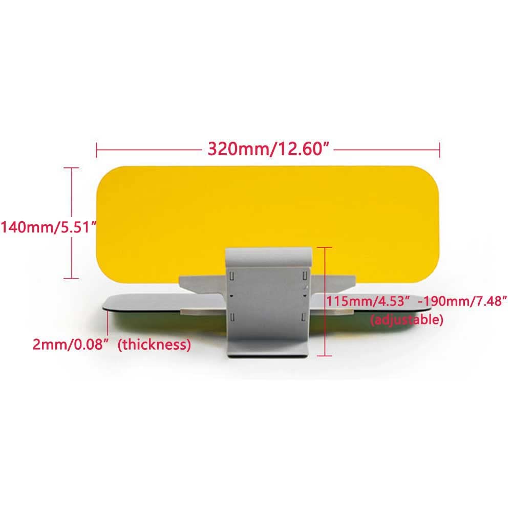 TOTMOX Extension Pare-Soleil Voiture Jour Et Nuit - Anti-Éblouissement Réglable 180° Jaune/Gris 320x140mm