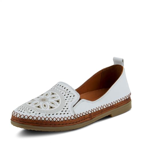 Image of Spring Step Women's Ingrid Loafers - Premium Leather Slip-On with Laser Cutout Design, Elastic Goring and Lightweight Flat Sole for Comfortable Stylish Wear