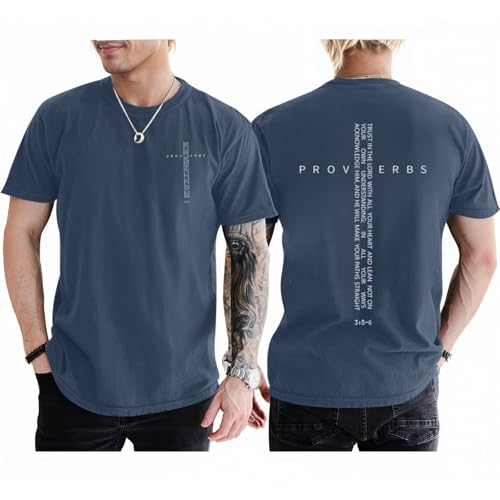 Image of Christian Shirts for Men Vintage Religious Cross Bible Verse T-Shirt Jesus Faith Tshirt Inspirational Graphic Tees