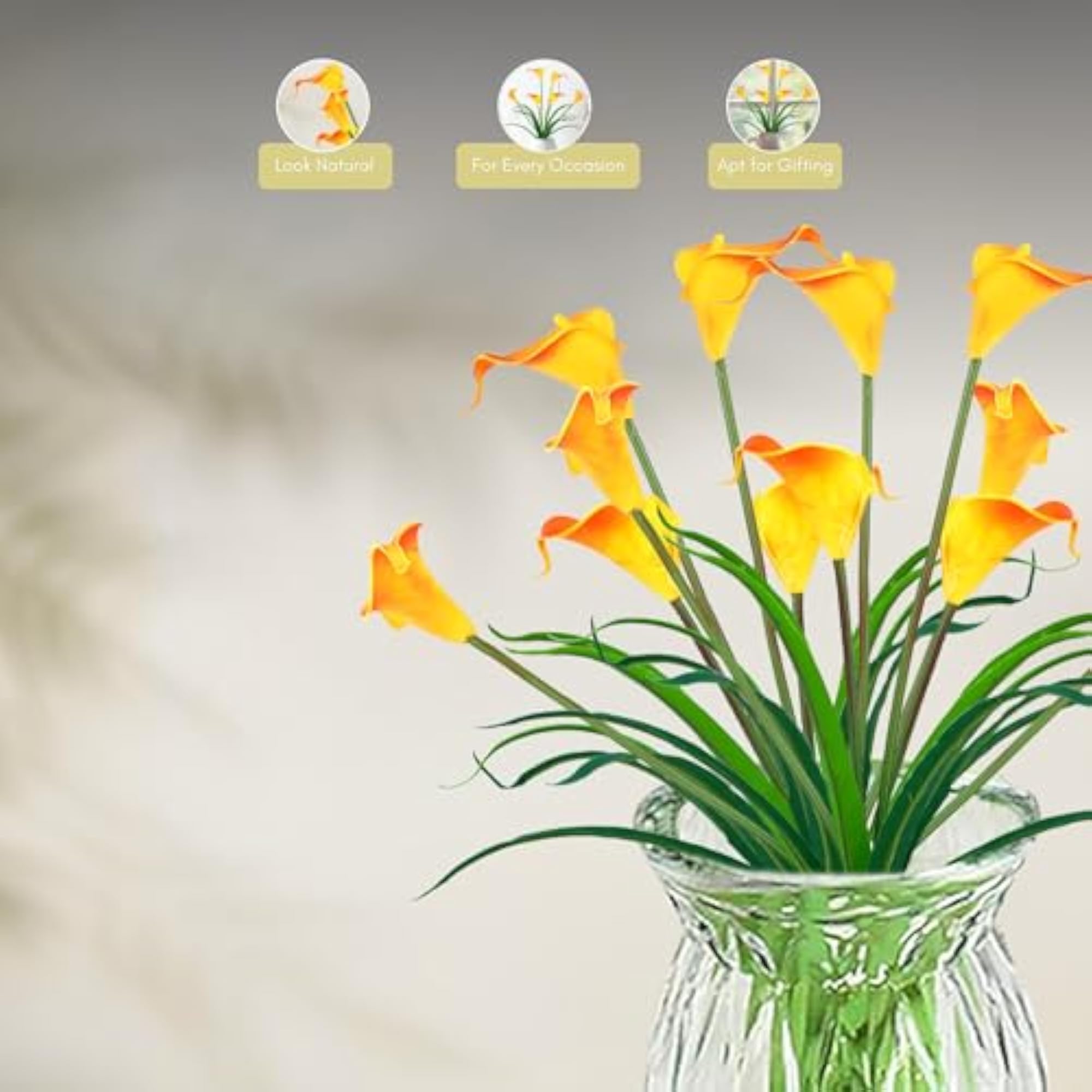 Artificial Three Headed Calla Lilly Bouquet, Orange