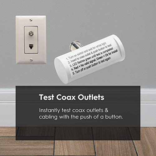 hitron coaxial coax cable tester  accurately detects valid signals on coaxial cable  one-push test  coax outlet testing tool  single pack  model dss-01