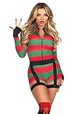 Leg Avenue 2 PC Dream Killer, includes gloved high neck romper and belt harness, MULTICOLOR, SMALL