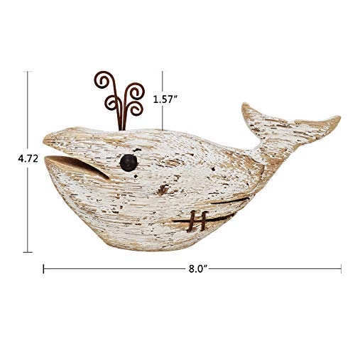 E-View Wood Whale Statue Wooden Nautical Decor For Home - Antique Fish Figures Decoration Animal Statues Beach Themed Wall Art (Whale Figurine) #TOP5