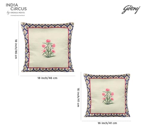 Image of India Circus by Krsnaa Mehta Poppy Window Multicolor Satin Blend Cushion Pillow Covers Set of 5 (16 x 16 Inches)