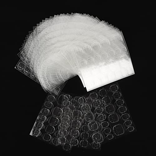 15 Blatt 360 Stück Doppelseitiger Nagelkleber Aufkleber, BOLASEN Atmungsaktive Jelly Gel Tape Nagel Klebepads, 0.3mm Nagelkleber Pads, Transparente Selbstklebende Nagelkleber Pads für Die DIY Maniküre Cover