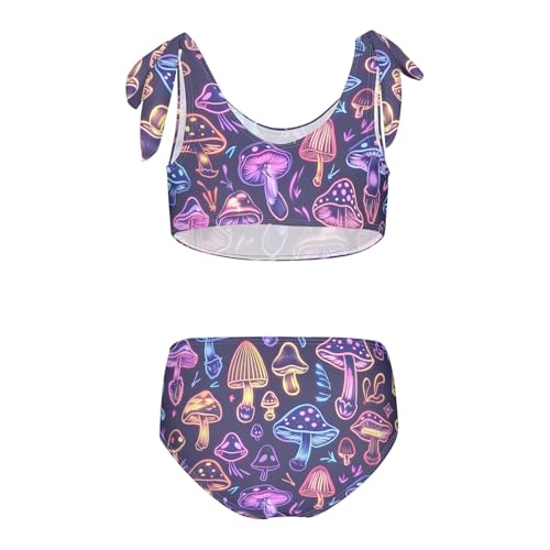 Girls' Bikini Set, Bright Mushrooms Kids Swimsuit 2 Pcs Beach Bathing Suit2