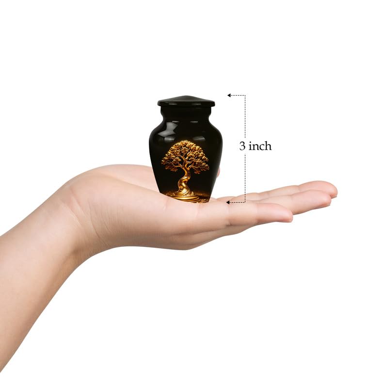 Yatskia Tree of Life Mini Keepsake Urn - Small Metal Urn for Human Ashes (Size - 3inch, 1 pcs)