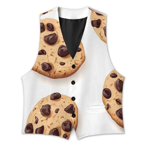 Chocolate Chip Cookies Formal Suit Vest for Men with Pockets for Business Casual Dress Tuxedo Slim Fit2