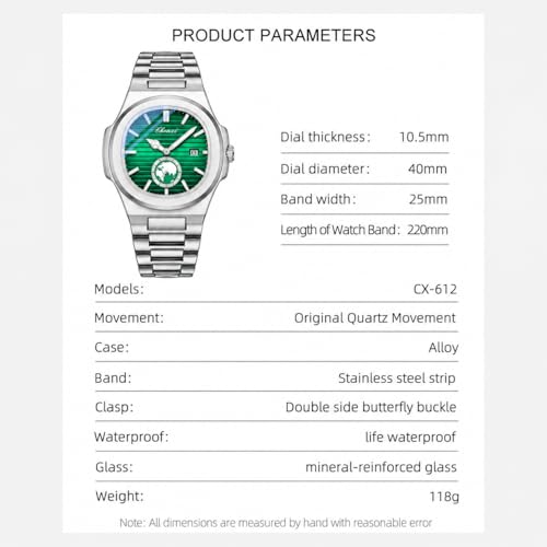 Image of Gosasa Fashion Men's Watches Date Business Watch Stainless Steel Luxury Style Luminous Quartz Waterproof Analog Display Male Wristwatch