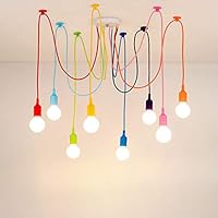 KJLARS Color Spider Lamp Modern Chandelier Adjustable DIY Pendant Lighting Hanging Ceiling Fixture for Children's Room Bedroom Dining Room Living Room Girls Boy's Room 8-Arms(Each with 59\" Wire)