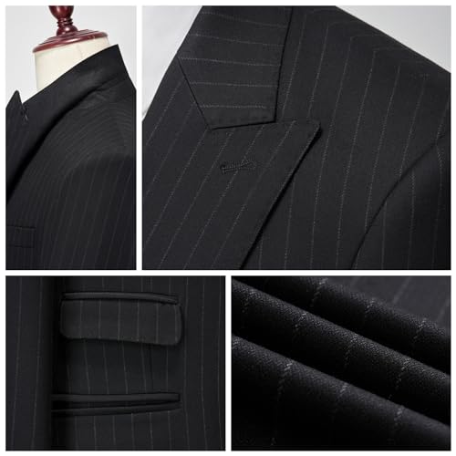 Men's Classic Stripe Suit 3 Piece Elegant Business Suit Two Button Wedding Prom Tuxedo Jacket Vest & Pants 20253
